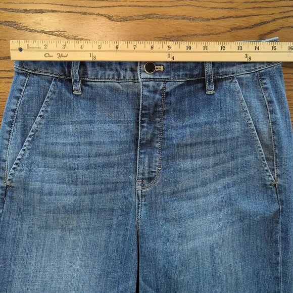White House Black Market Blue Denim Jeans Sz 10 Wide Leg Extra High-Rise Soft - Picture 9 of 14